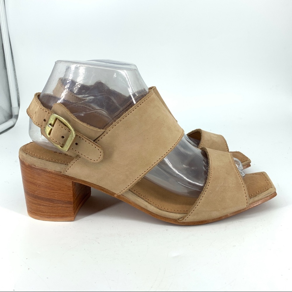 Women Shoes Heels - Tan Suede Block Heel Sandal